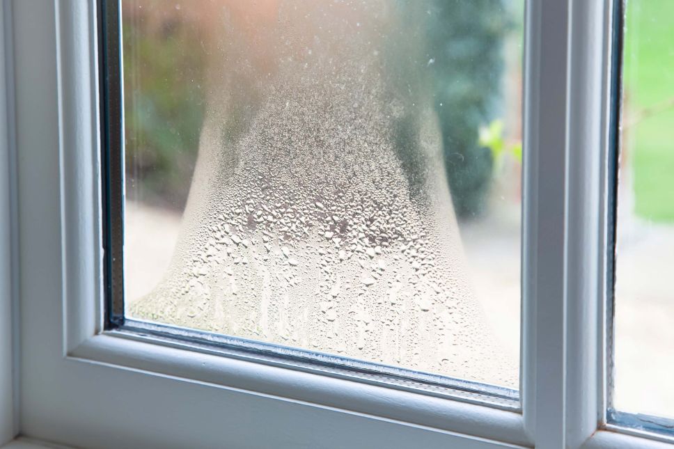 a cheap window showing water leaks