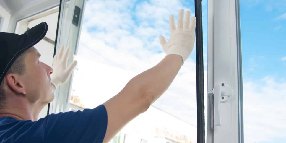 An expert completing window replacement in the summer
