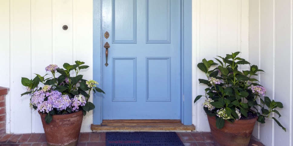 A blue front door
