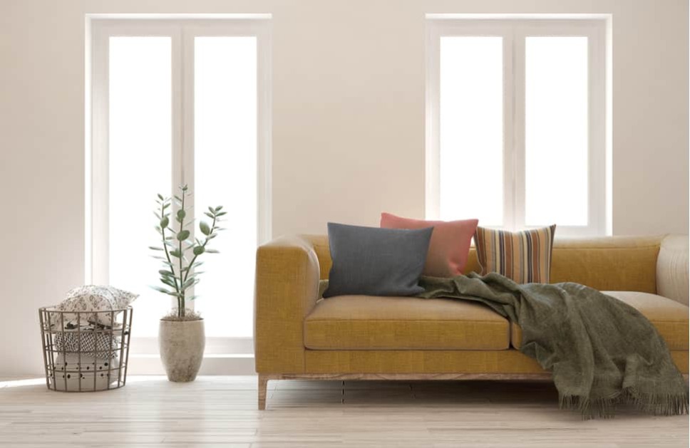 A living room following common window trends for 2022